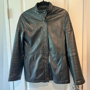Armani Jeans Black Leather Motorcycle Jacket